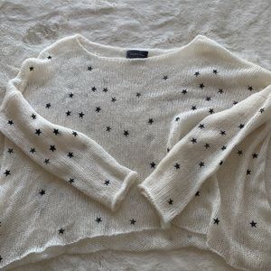 Wooden Ships Knit White and Black Star Sweater